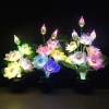 Nine fiber optic LED lotus lamps, plug-in household lotus lamps, are offered before the Buddha Specification image